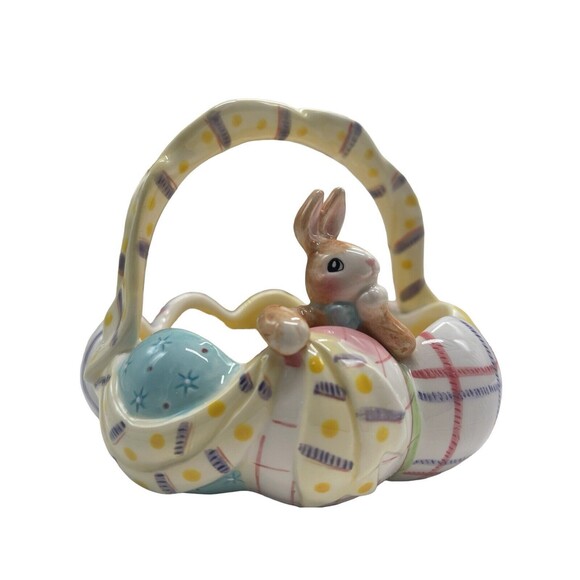 Fitz & Floyd Easter Basket w/ Bunny & Colored Eggs "A GOOD EGG" Essentials Bowl - Picture 6 of 16